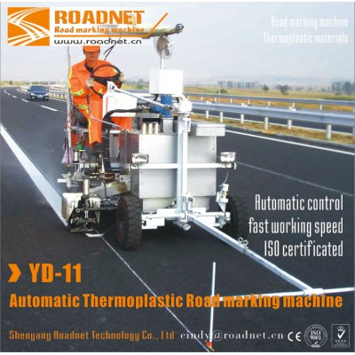 Computer controlled automatic thermoplastic road line striping machine